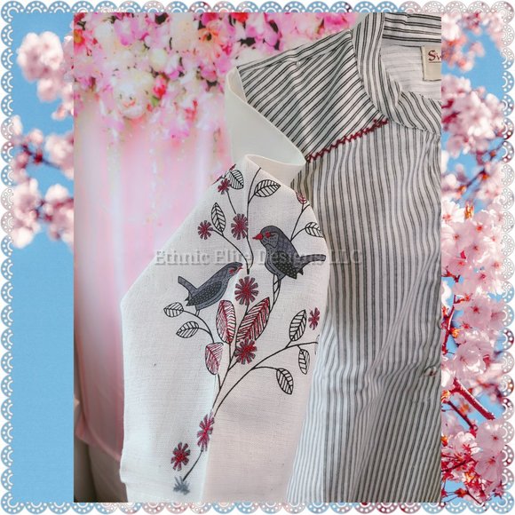 New off-White Kurta floral Palazzo Set -Indian Straight Kurti Set SIZE M - Picture 1 of 8